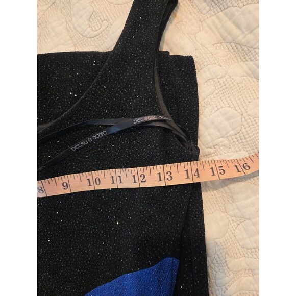 Betsy & Adam by Jaslene Vintage 1990's Black & Blue Stretch Glitter Maxi Dress - Picture 8 of 8